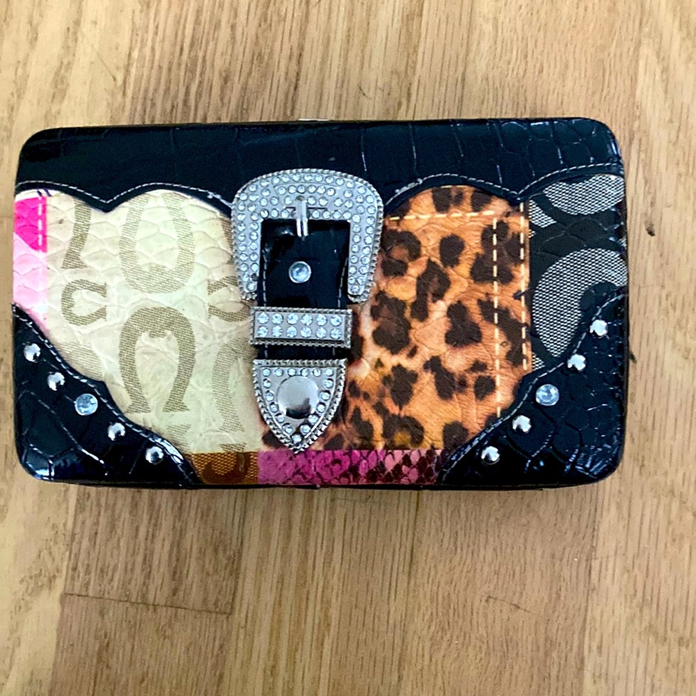 Patch work bling clutch
